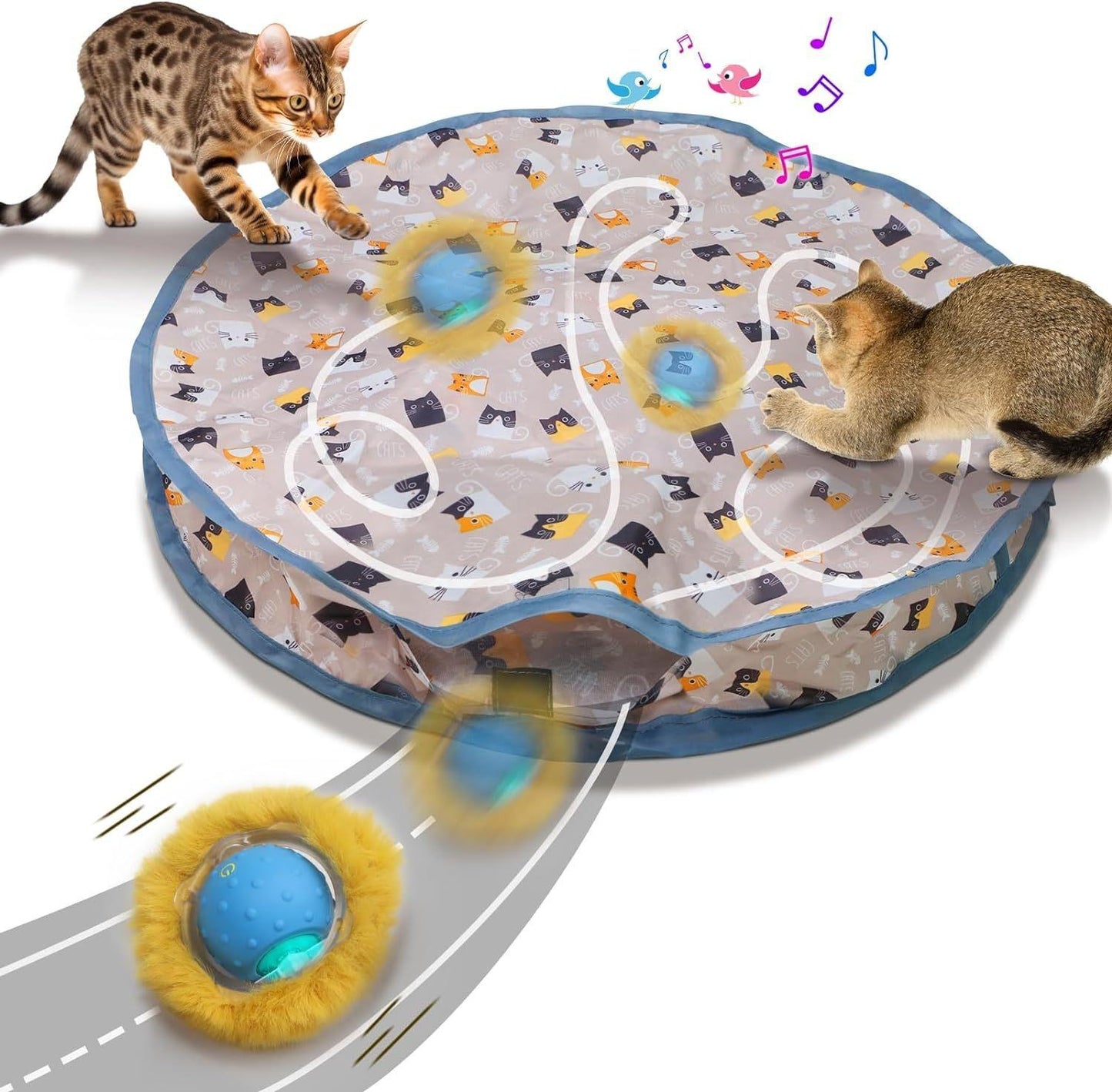 New Arrival Motion Activated Chirping Cat Toy Ball Hunting Cover Play Mat Christmas Interactive Toys For Cats To Play