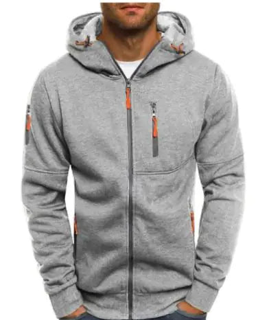 Men's Fleece Color Hoodie Zip Front Hooded Sweatshirt