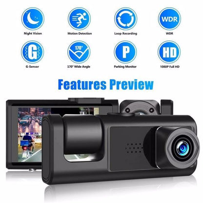 Car Dual Lens Dash Cam HD 1080P Front, Rear, Internal Video Recorder Camera G Sensor