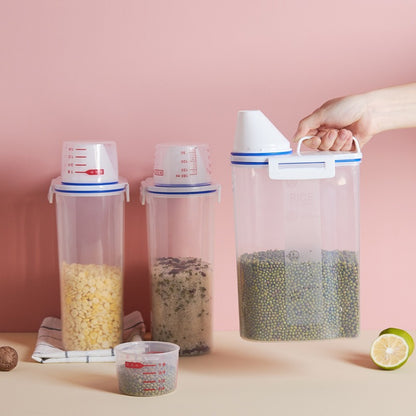 Rice And Cereal Storage Container With Measuring Cup