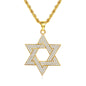 Diamond-encrusted Star Of David Titanium Steel Necklace Solomon Seal Hexagram Necklace