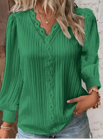 Blouse with Lace Details in Chiffon