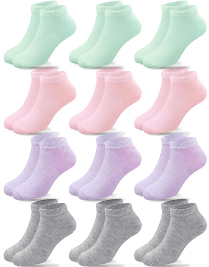 Duufin 12 Pairs Toddler Athletic Ankle Socks Kids Athletic Socks Low Cut Socks Half Cushion Toddler Socks 4-6 Years White