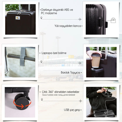 Biggdesign Moods Up 20" Luggage with Cup Holder and USB Port, Black