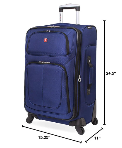 SwissGear Sion Softside Expandable Luggage, Blue, Checked-Medium 25-Inch