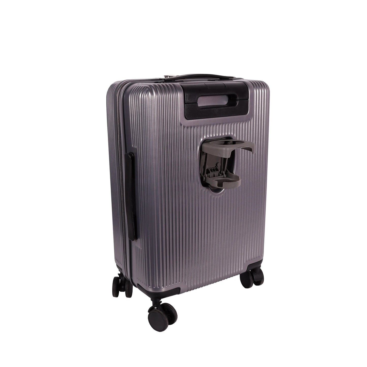 Biggdesign Moods Up 20" Luggage with Cup Holder and USB Port, Silver