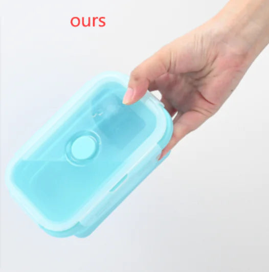 4pcs/set Silicone Rectangle Lunch Box Collapsible Bento Box Folding Food Container Bowl 300/500/800/1200ml for Dinnerware