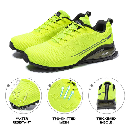 Kricely Men's Trail Running Shoes Fashion Walking Hiking Sneakers for Men Tennis Cross Training Shoe Outdoor Snearker Mens Casual Workout Footwear 7.5 Fluorescent Green