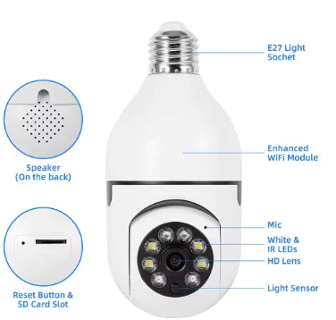 Bulb E27 Surveillance Camera Full Color Night Vision Automatic Human Tracking Zoom Indoor Security Monitor Wifi Mini IP Camera