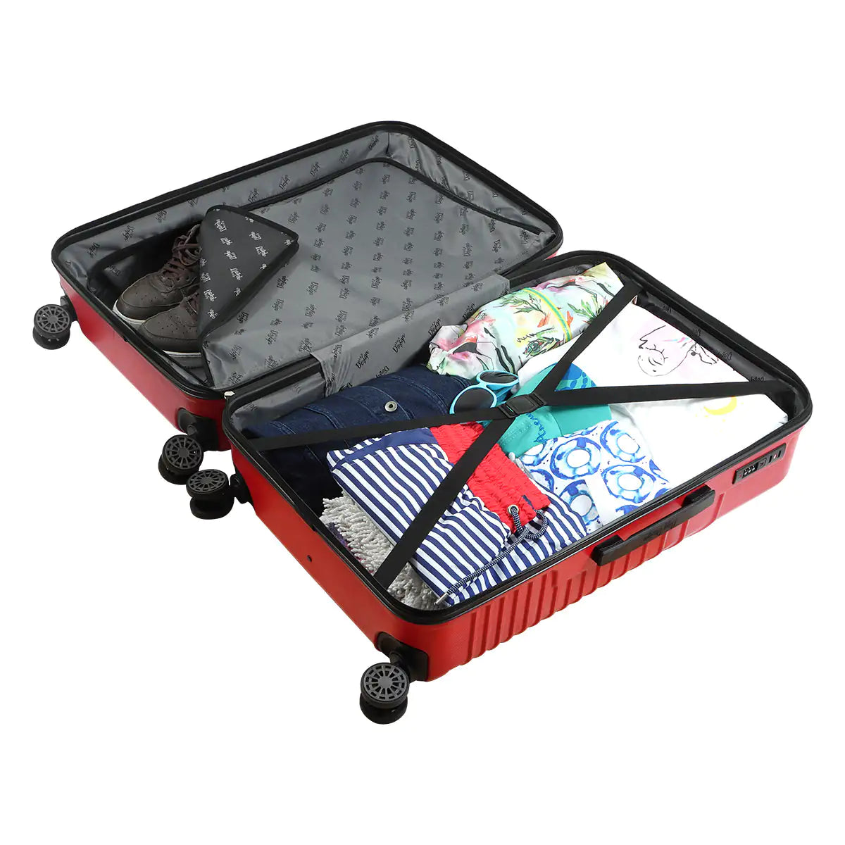 Biggdesign Cats Hardshell Spinner Luggage Set, Red, 3 Pcs