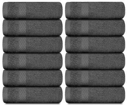 Luxury Washcloths for Bathroom Hotel Spa 12 Set 13x13 Inch Dark Gray Circlet