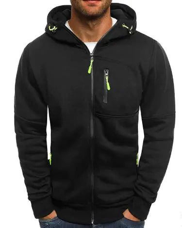 Men's Fleece Color Hoodie Zip Front Hooded Sweatshirt