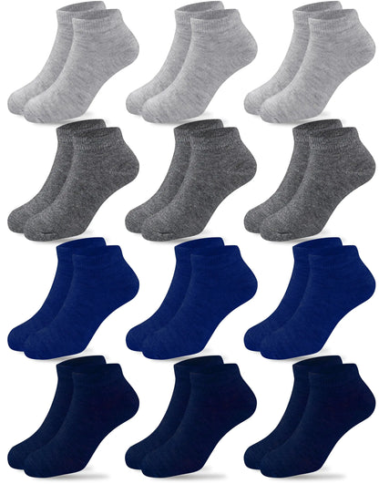 Duufin 12 Pairs Toddler Athletic Ankle Socks Kids Athletic Socks Low Cut Socks Half Cushion Toddler Socks 4-6 Years White