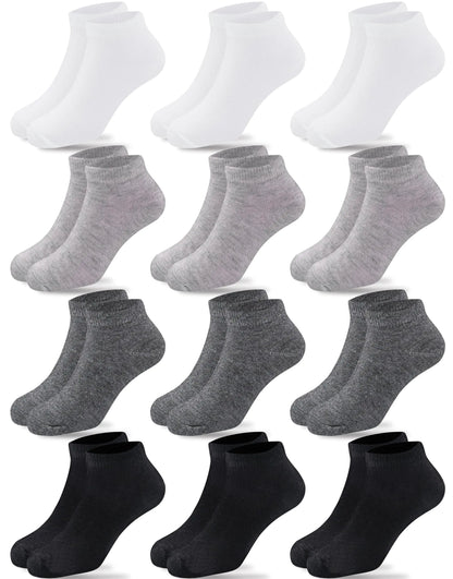 Duufin 12 Pairs Toddler Athletic Ankle Socks Kids Athletic Socks Low Cut Socks Half Cushion Toddler Socks 4-6 Years White