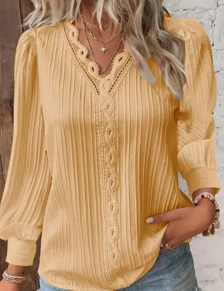 Blouse with Lace Details in Chiffon