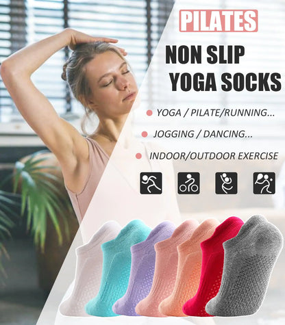 Grip Socks for Women Pilates Non Slip Socks Womens Pilates Socks with Grips for Women Grippers Socks No Slip Socks Women One Size 3p7 Pink Aqua Purple