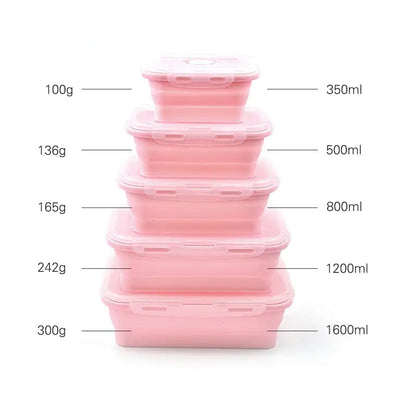 4pcs/set Silicone Rectangle Lunch Box Collapsible Bento Box Folding Food Container Bowl 300/500/800/1200ml for Dinnerware