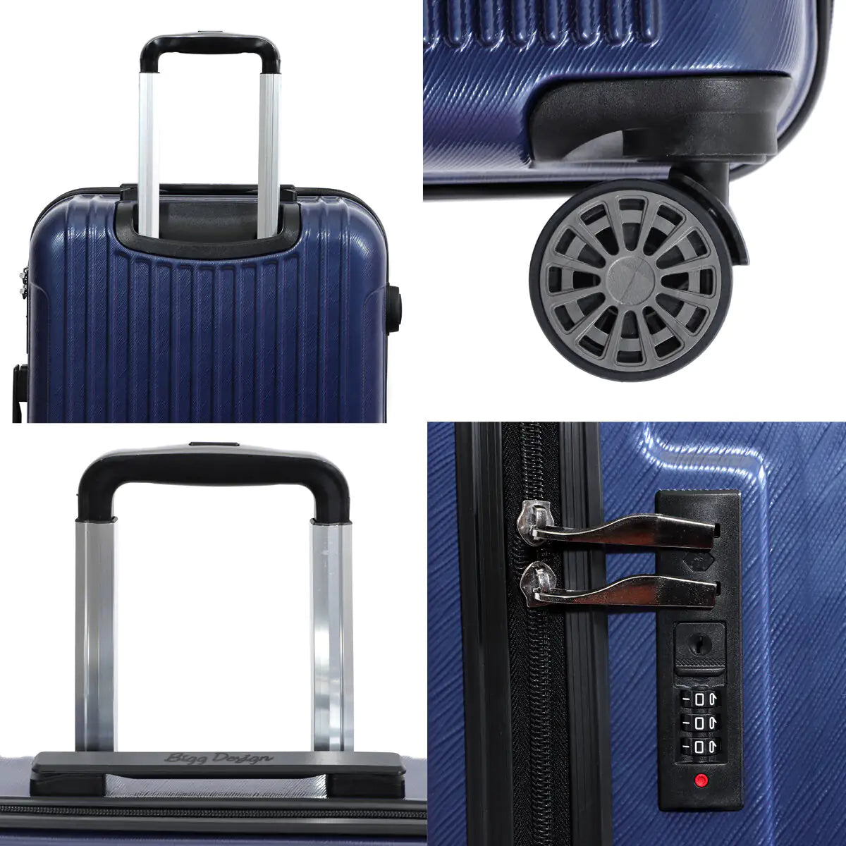 Biggdesign Ocean Hardshell Spinner Luggage Set, Navy Blue, 3 Piece