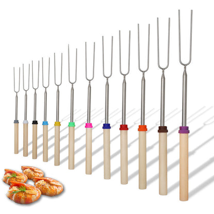 Outdoor BBQ Stainless Steel Telescopic Barbecue Fork