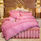 Lace Velvet Bed Skirt Four-piece Quilted