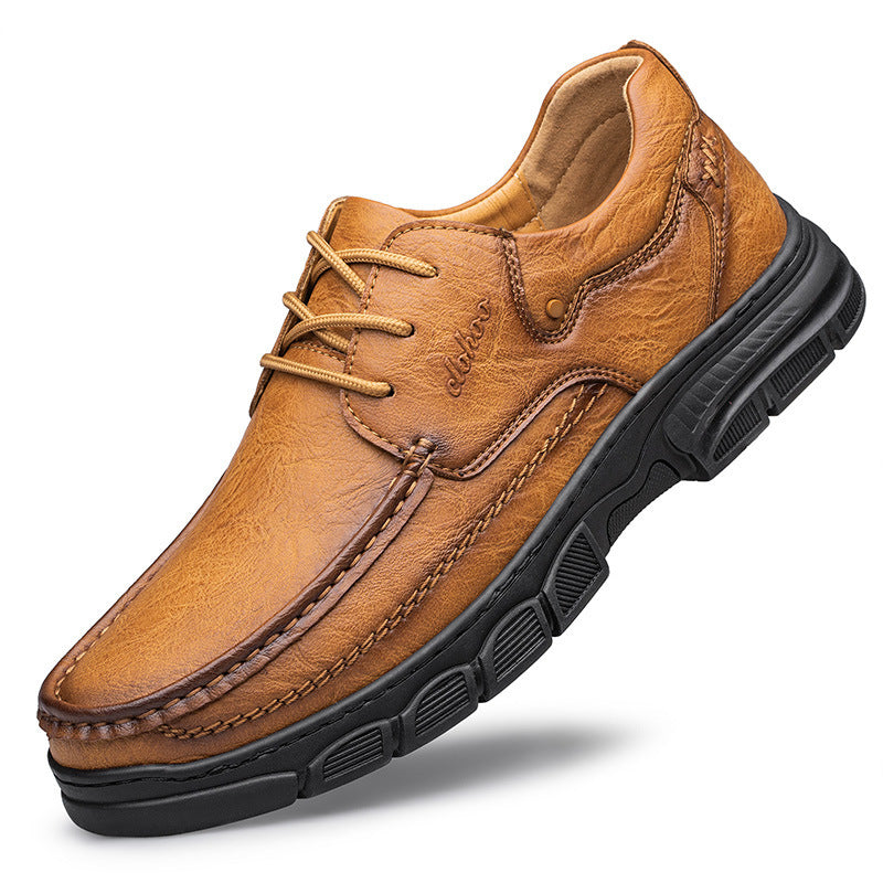 Men's Handmade Shoes Stitching Plus Size Casual Leather Shoes