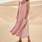 Summer Sleeveless Long Dress With Pockets Fashion Casual Loose Dresses Women's Clothing