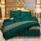 Lace Velvet Bed Skirt Four-piece Quilted