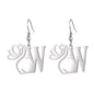 Lotus Letter Pendant Earrings A- Z Initial Stainless Steel Women's Earrings