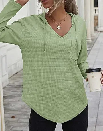 Casual V-neck Long Sleeve Hoodie