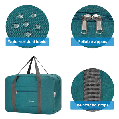 For Spirit Airlines Personal Item Bag 18x14x8 Foldable Travel Duffel Bag Tote Carry on Luggage Duffle Overnight for Women and Men 1112-Thick Series Teal