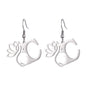 Lotus Letter Pendant Earrings A- Z Initial Stainless Steel Women's Earrings