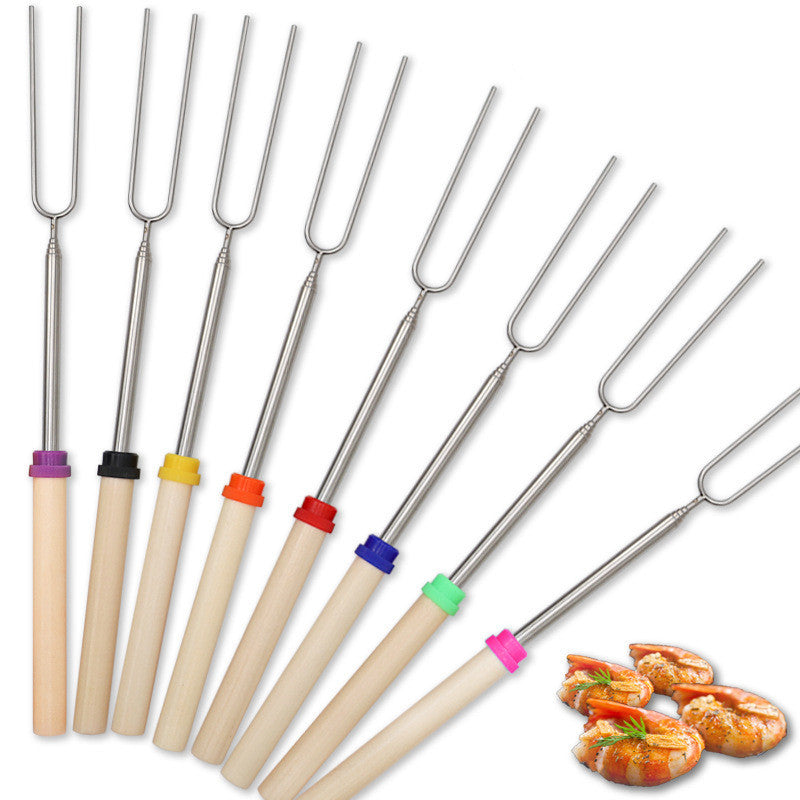 Outdoor BBQ Stainless Steel Telescopic Barbecue Fork