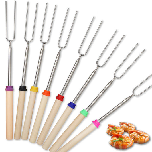 Outdoor BBQ Stainless Steel Telescopic Barbecue Fork