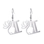 Lotus Letter Pendant Earrings A- Z Initial Stainless Steel Women's Earrings