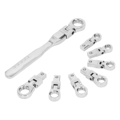 9Pcs Interchangeable Ratchet Wrench Chromium Vanadium Steel Box Wrench Set for Automotive Industrial