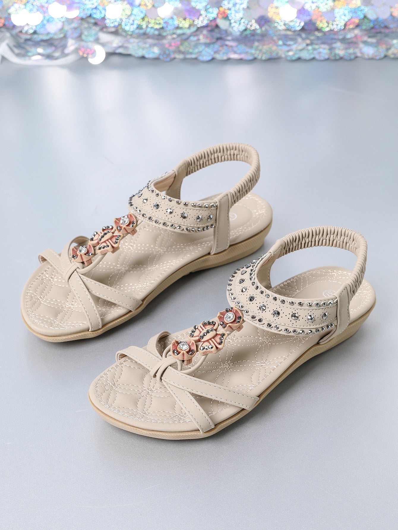 Women's Flat Sandals Plus Size Diamond Casual Shoes