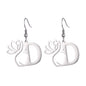 Lotus Letter Pendant Earrings A- Z Initial Stainless Steel Women's Earrings