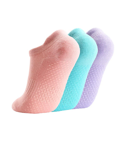 Grip Socks for Women Pilates Non Slip Socks Womens Pilates Socks with Grips for Women Grippers Socks No Slip Socks Women One Size 3p7 Pink Aqua Purple