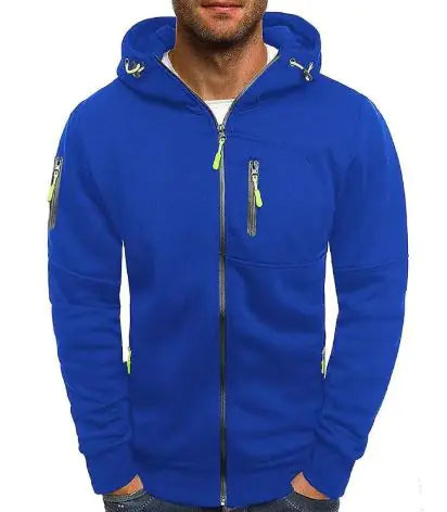 Men's Fleece Color Hoodie Zip Front Hooded Sweatshirt