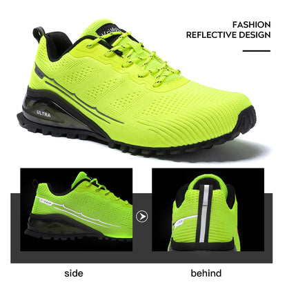 Kricely Men's Trail Running Shoes Fashion Walking Hiking Sneakers for Men Tennis Cross Training Shoe Outdoor Snearker Mens Casual Workout Footwear 7.5 Fluorescent Green