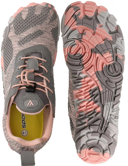 Joomra Women's Minimalist Trail Running Barefoot Shoes | Wide Toe Box | Zero Drop 9-9.5 W20 | Pink Grey