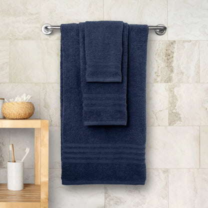 12 Pcs Bath Towel Set for Bathroom Wealuxe Collection 100% Cotton Soft Navy Blue