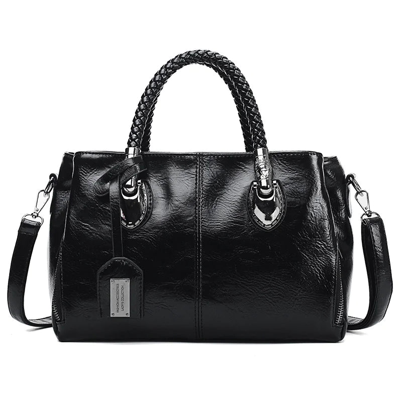 Soft Leather Boston Shoulder Bag